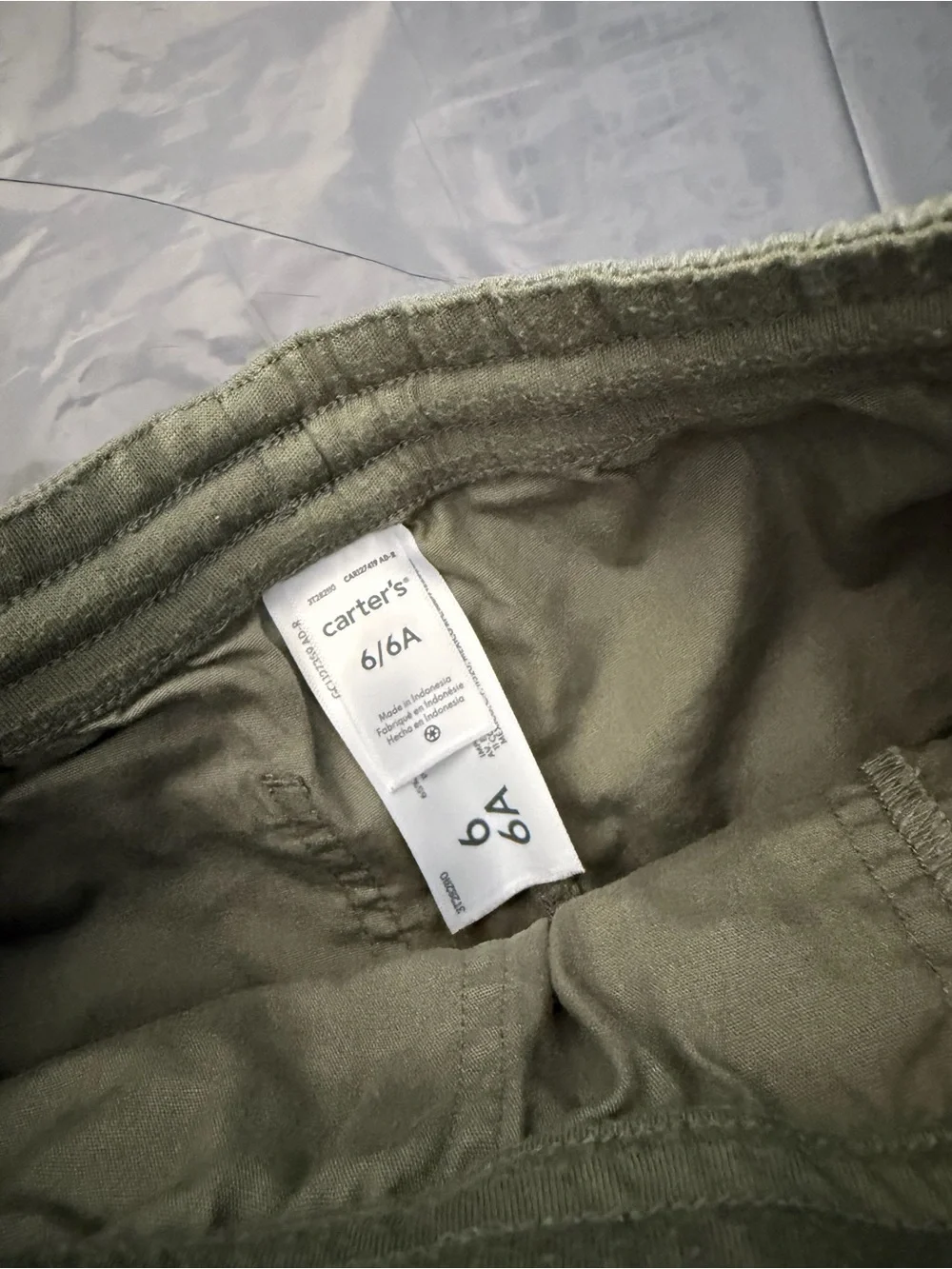 Carter's Olive Green Drawstring Cargo Pants